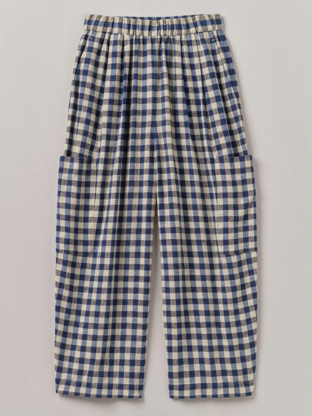 Gingham Linen Cotton Patch Pocket Pants